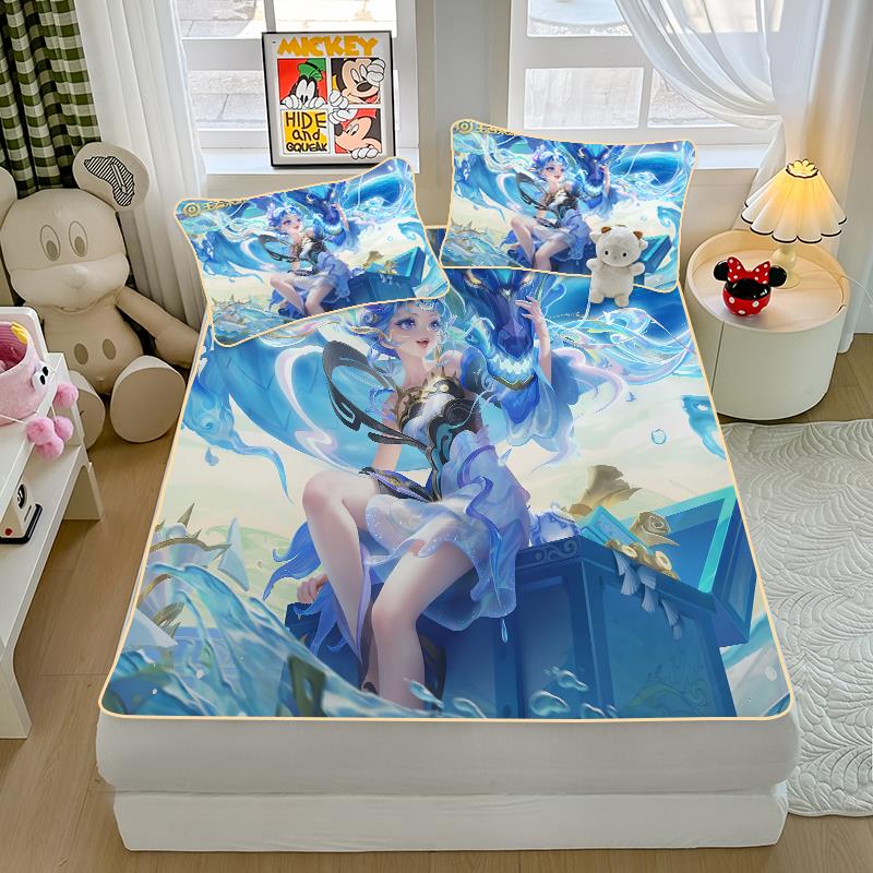 王者荣耀冰丝凉席三件套男子宿舍夏季凉席学生宿舍单人凉席