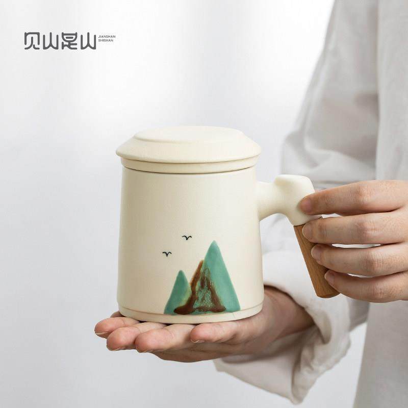 陶瓷马克杯办公室茶水分离泡茶杯子带盖过滤家用水杯logo定制礼盒,餐饮具,马克杯,淘宝优惠券,粉丝福利购,淘宝优惠卷