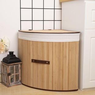 扇形竹编收纳筐圆桶弧形壁橱收纳篮杂物零食墙角洗衣收纳整理盒