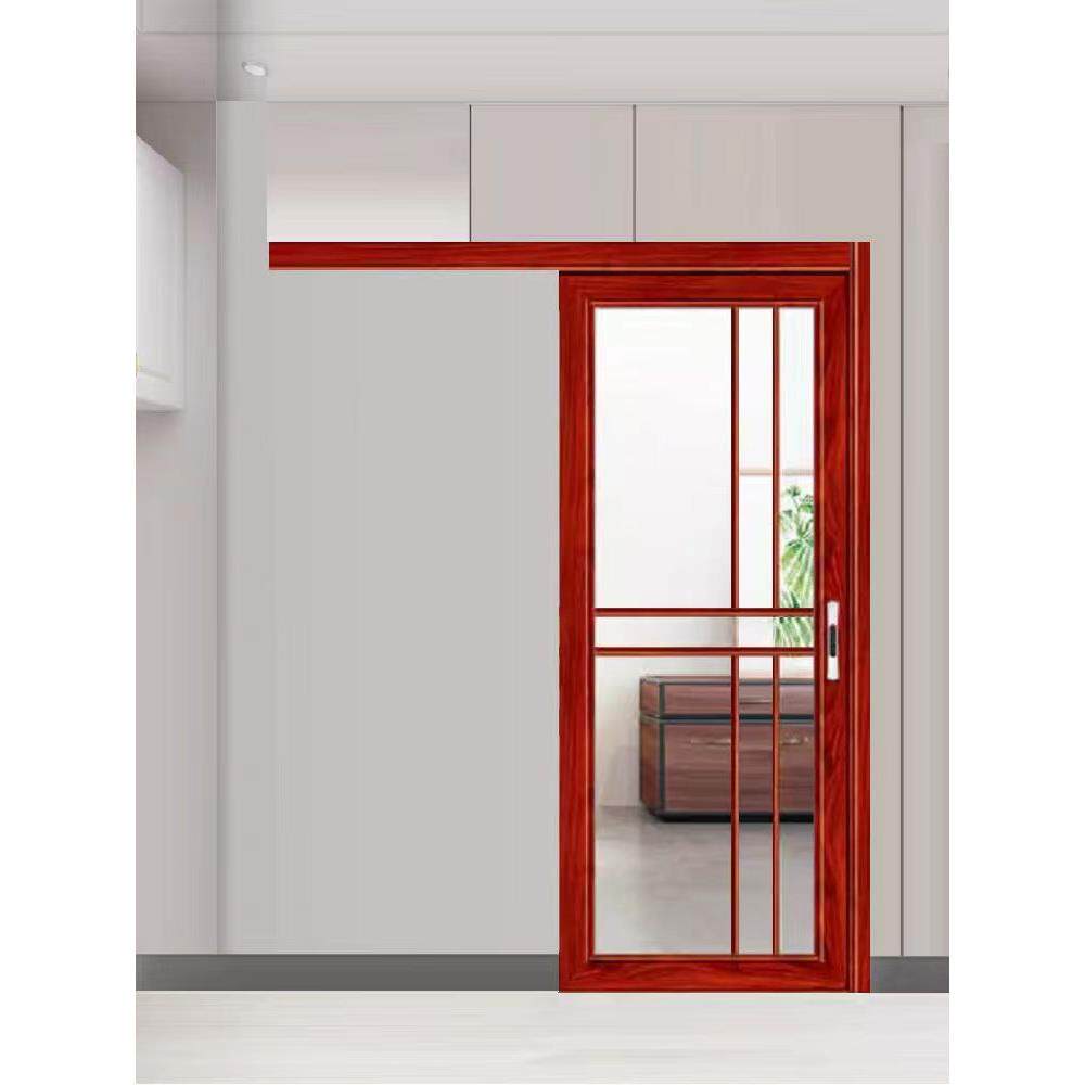 厨房卫生间单轨单扇吊滑推拉门吊趟门阳台后断钛镁铝合金钢化玻璃