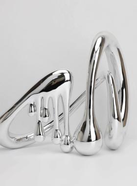 北欧电镀银色流体音符树脂摆件样板房家居客厅电视柜玄关桌面装饰