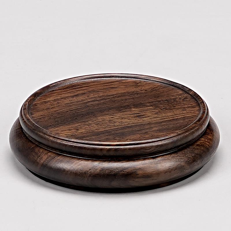 黑檀圆形底座花瓶盆景摆件玉器石头文玩紫砂茶壶建盏香炉实木托