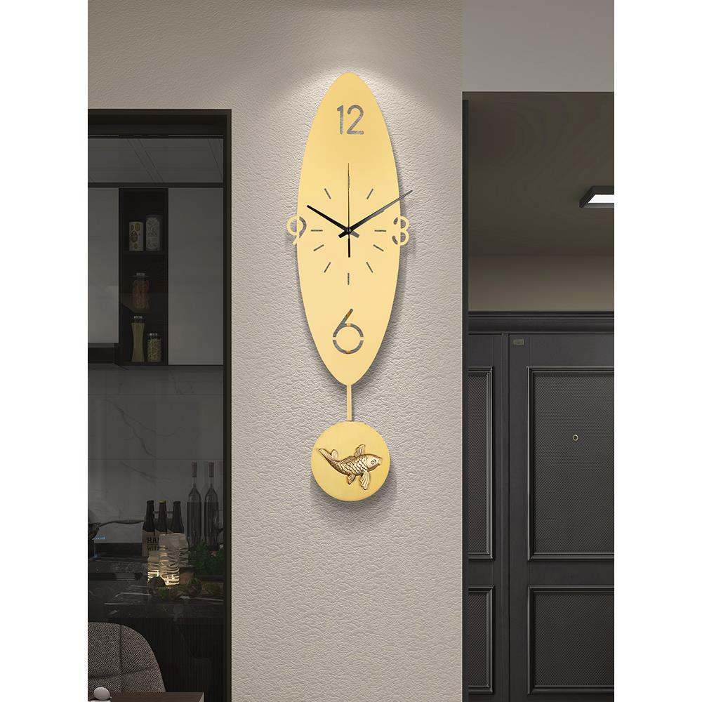 钟表挂钟客厅时尚创意简约高档免打孔轻奢时钟艺术现代大气铜挂表