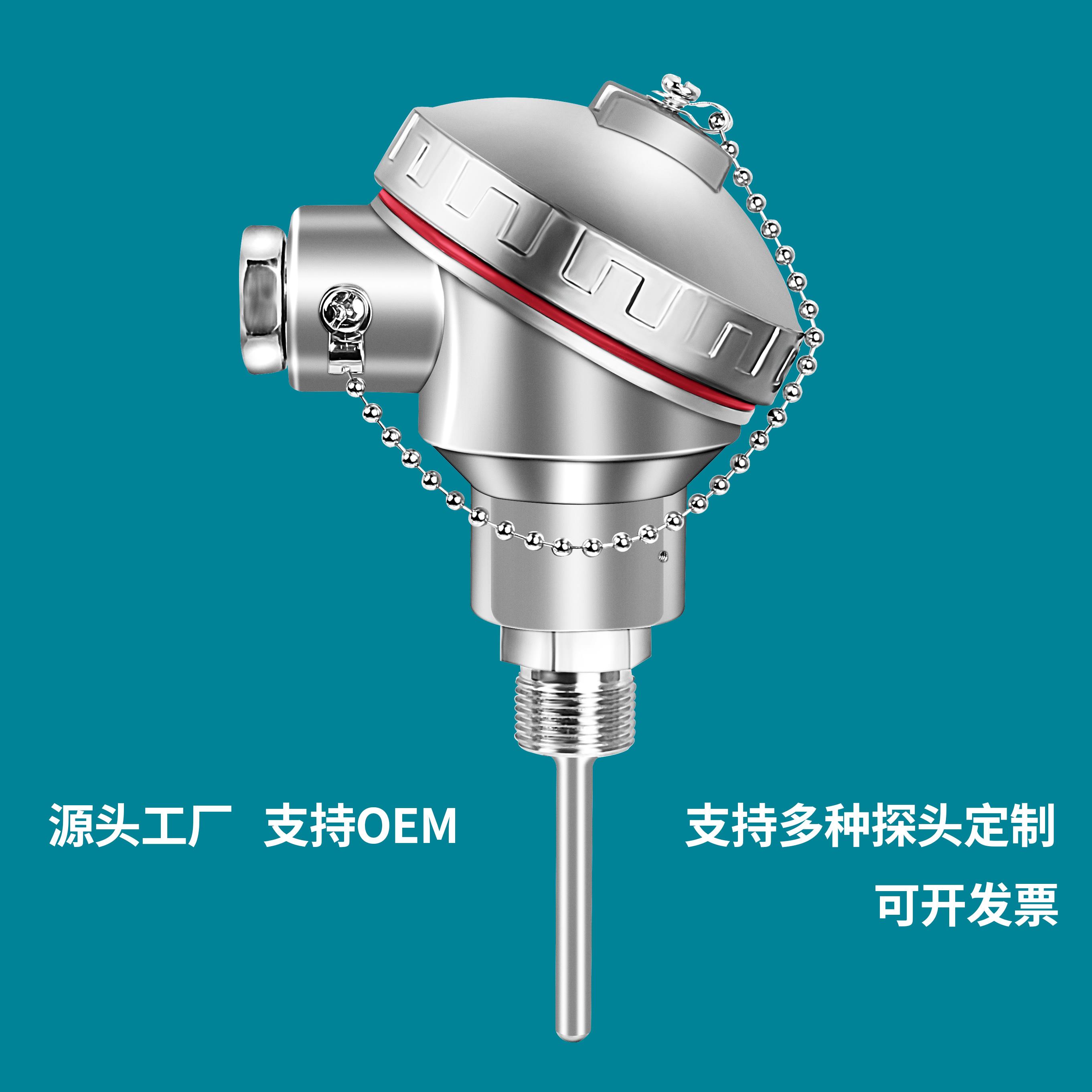 易驰精准热电偶pt100温度感测器K型铠装铂热电阻监视器一体化变送