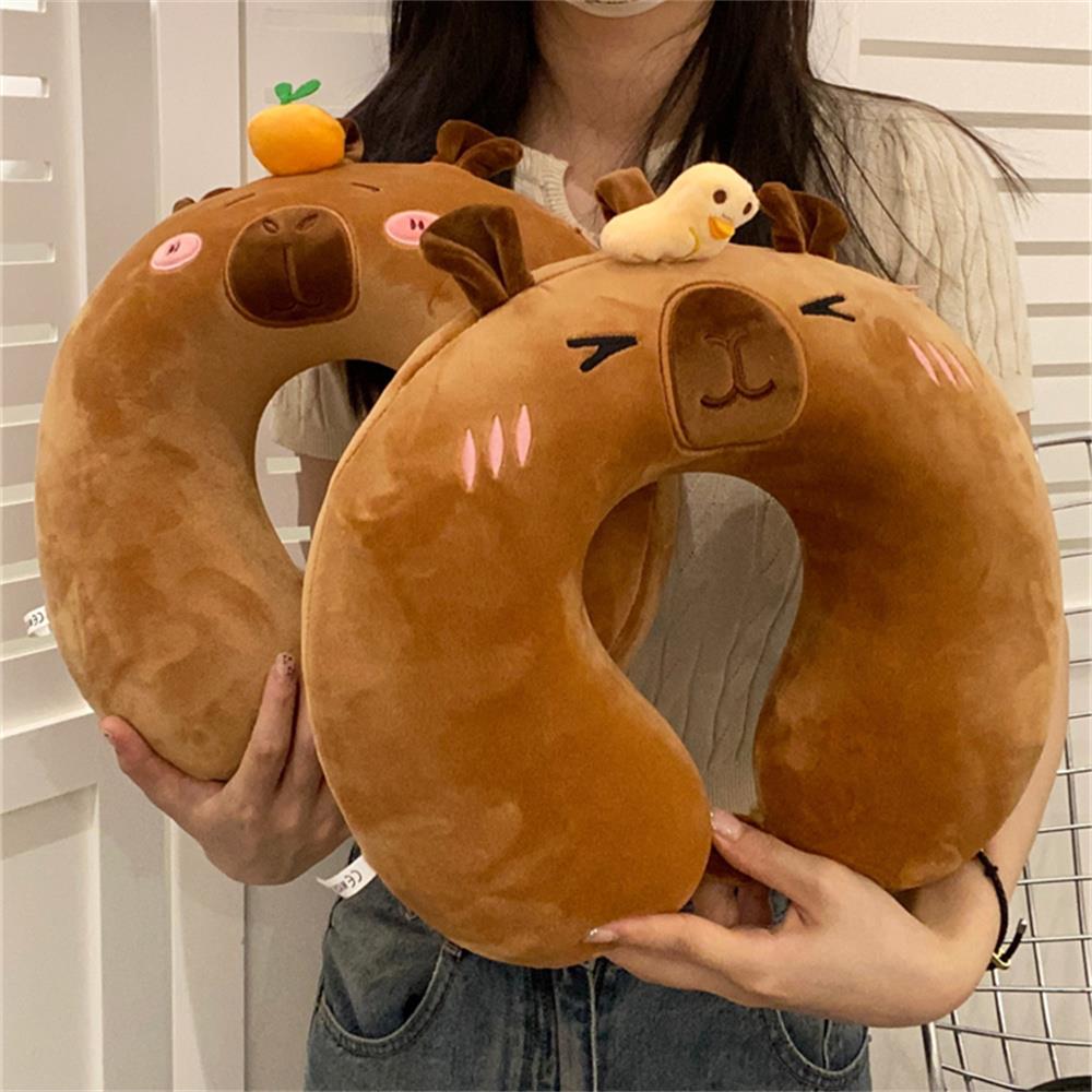 卡通卡皮巴拉护颈U型枕可拆洗记忆棉高弹旅行午睡枕助眠趴趴颈枕