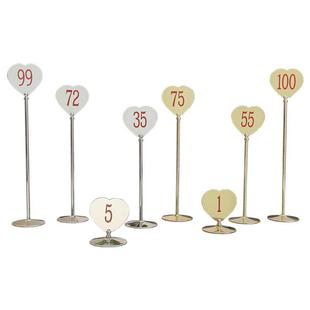 不锈钢台号牌爱心婚礼桌卡简约席位卡夹金色牌婚庆桌名片夹年会卡