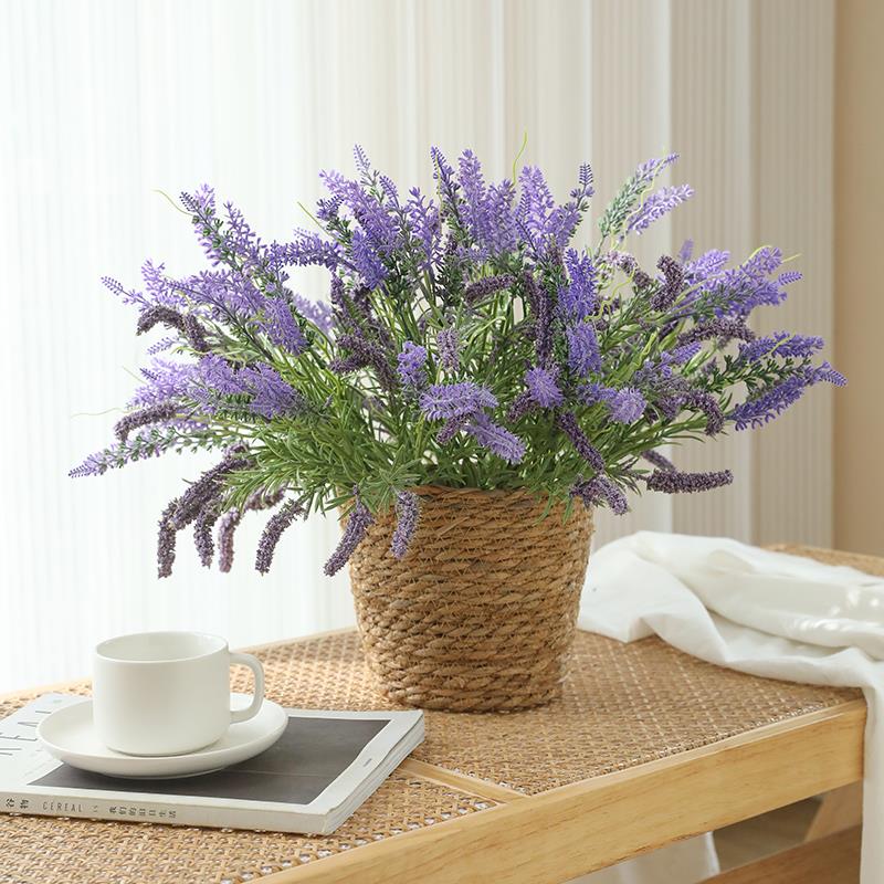 紫色薰衣草仿真花束塑料假花客厅餐桌玄关摆设花卉装饰品拍照道具