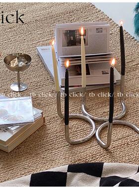 Click包豪斯不锈钢金属U形双子烛台简约创意家居装饰摆件北欧ins