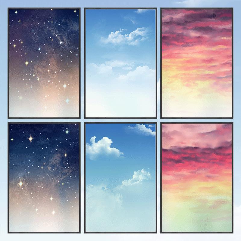 卧室天空遮光窗花纸玻璃贴纸防走光窗户贴膜磨砂静电贴卫生间门贴