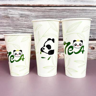 加厚奶茶纸杯一次性带盖子 500/700ml双淋膜商用咖啡热饮杯定制lo