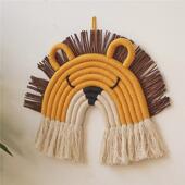 ins北欧风儿童房挂件小狮子仙人掌手工编织挂饰卧室可爱创意壁饰