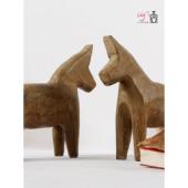 包邮 饰品 石雕动物马摆件样板间售楼处客厅书房玄关家居软装 新中式