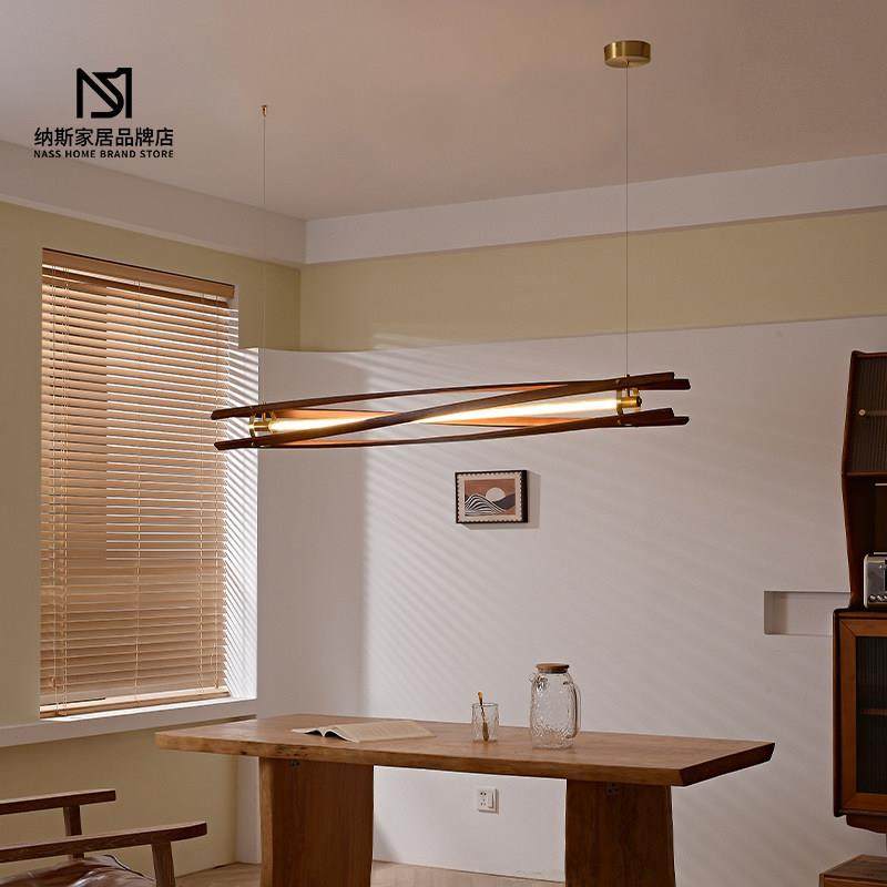 法式中古餐厅吊灯设计师侘寂风实木黄铜茶室客厅岛台民宿长条吊灯,家装灯饰光源,餐厅吊灯,淘宝优惠券,粉丝福利购,淘宝优惠卷