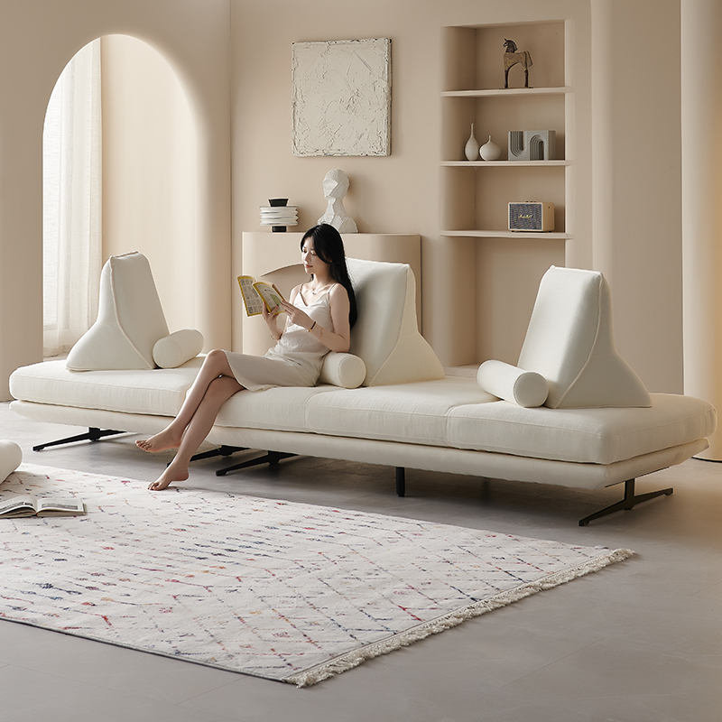 侘寂奶油风格双面无扶手科技布艺直排意式轻奢prado写意空间沙发