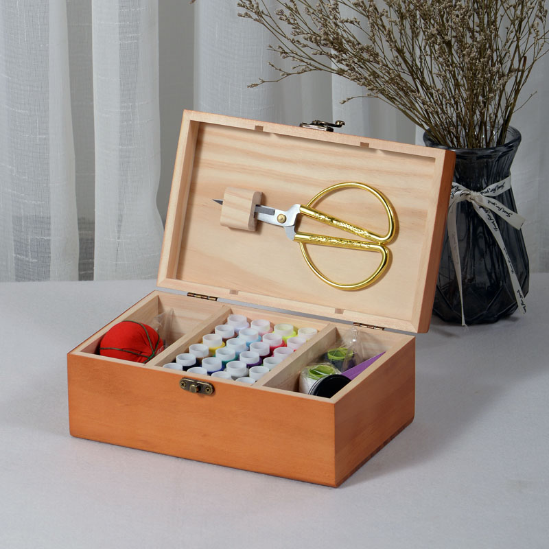 高级家用实木质针线盒套装高档结婚陪嫁针线包十字绣工具收纳盒