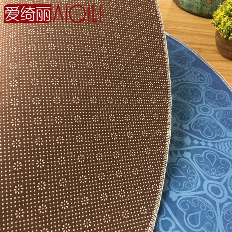 圆形卧室客厅地毯欧式蓝色青花瓷图案转椅吊椅环保防滑地垫可水洗