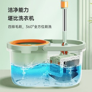 旋转拖把免手洗家用拖把带桶懒人吸水平板拖把套装 双拖 拖地神器