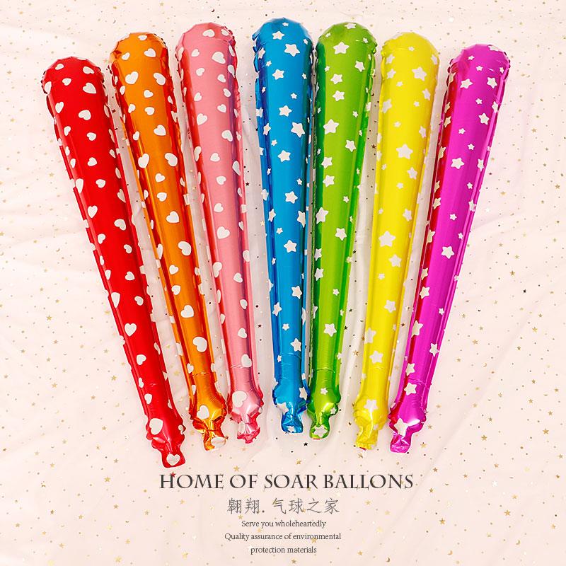 校运动会手持打击棒新年气球铝膜加油棒超亮铝膜充气棒助威棒气球