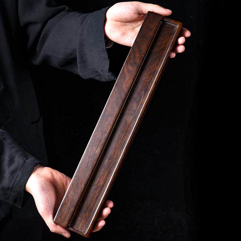 黑檀木功夫茶杯收纳架单层晾杯架茶具沥水置物架实木杯托茶道配件