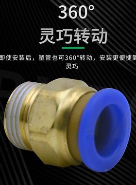 气管快速接头快插螺纹直通PC4PC6PC8PC10PC12PC16-M5-01-02-03-04