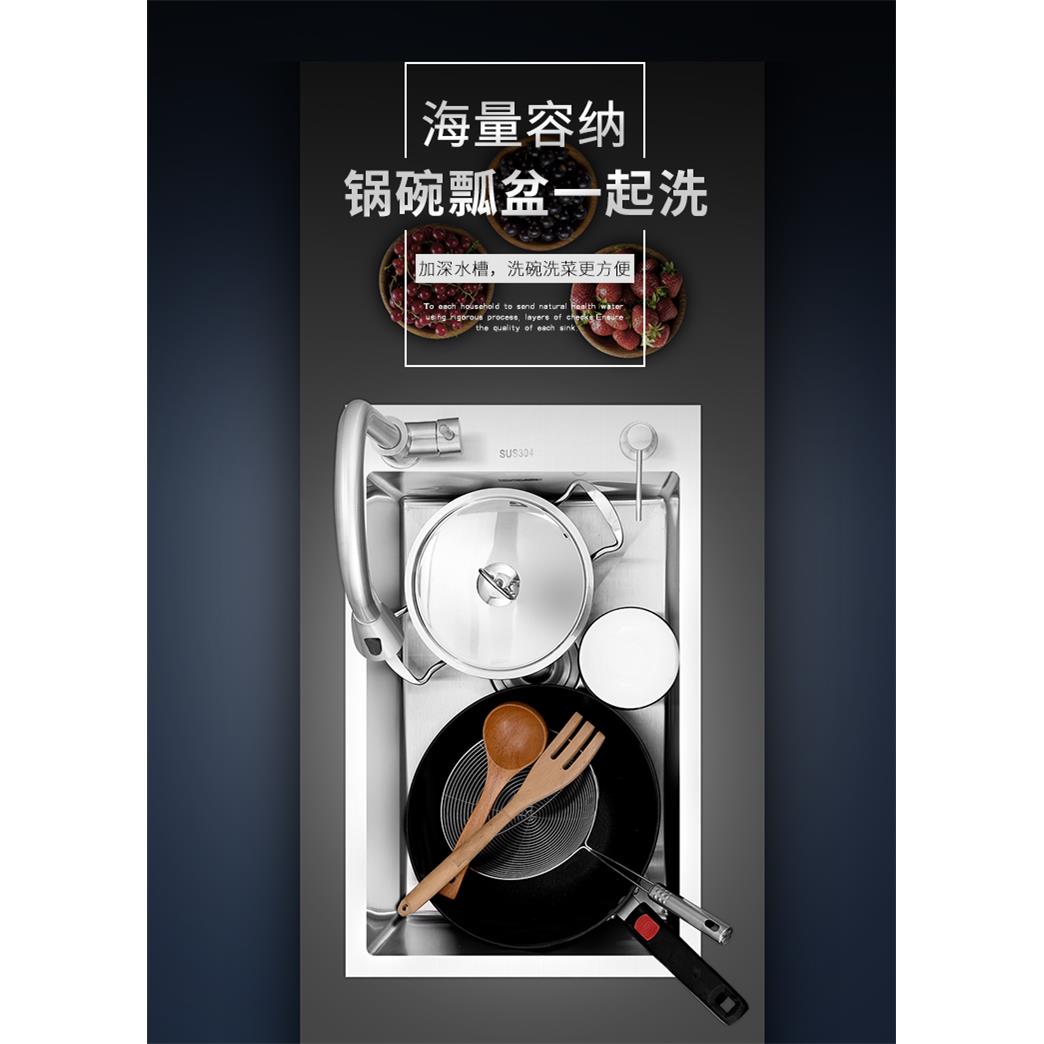 定制304不锈钢小水槽家用大单槽厨房洗菜盆大小尺寸手工槽洗碗槽