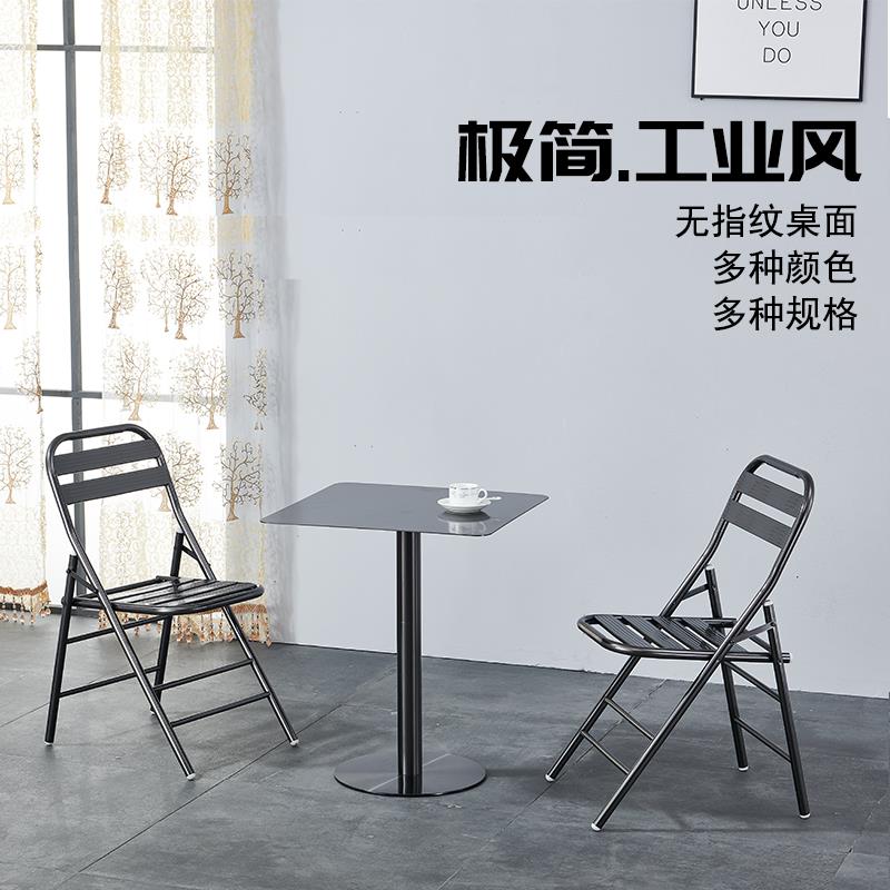 简约工业风咖啡桌网红餐桌不锈钢阳台茶几创意奶茶店铁艺小圆桌