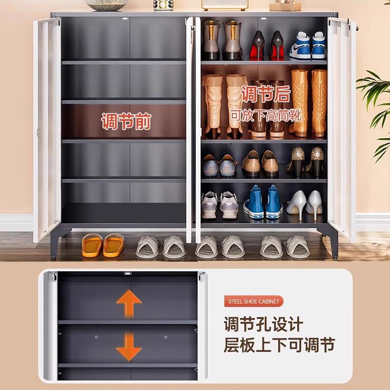 新型鞋柜家用门口入门新款2025爆款铁皮鞋柜收纳柜一体靠墙大容量图片