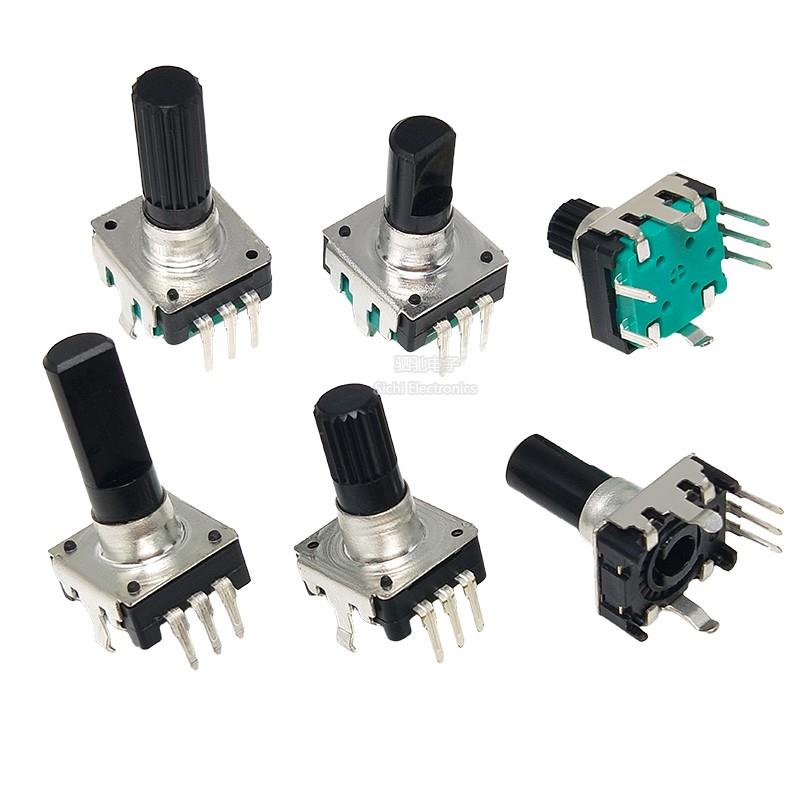 EC12电位器 无限旋转数字音响编码器带开关梅花柄半轴柄长15/20MM