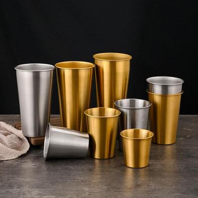 韩式304不锈钢水杯果汁杯防摔啤酒杯单层随手杯咖啡冷饮杯大容量