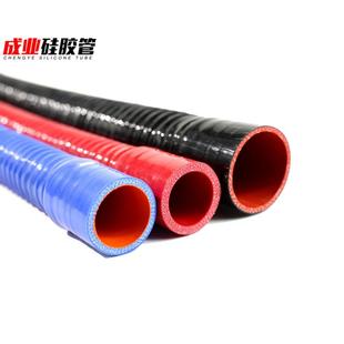 红色硅胶钢丝波纹管耐高温压空气进气软管夹布水管通风管橡胶软管