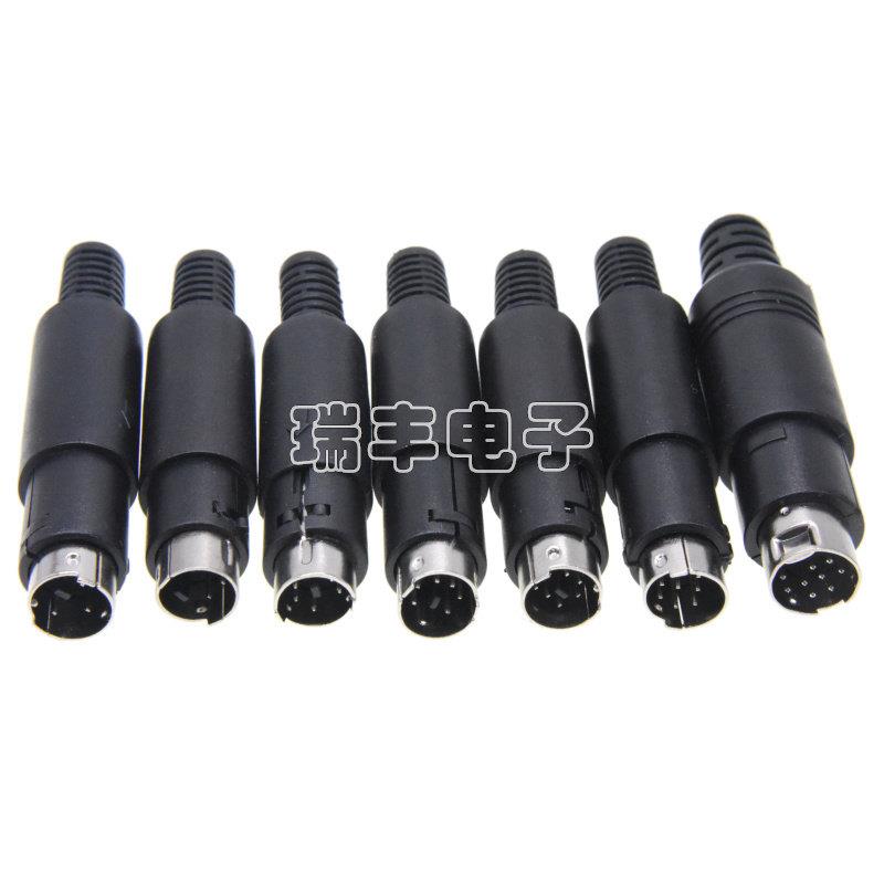 键盘6P鼠标ps2公头接插头 MD3 5 7 9针 S端子4P芯母接头 小DIN8芯