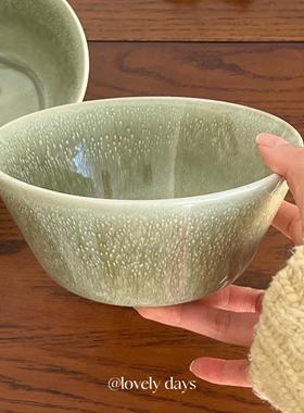 lovely days ins嫩绿色亮釉窑变渐变纹理陶瓷釉下彩酸奶碗小食碗