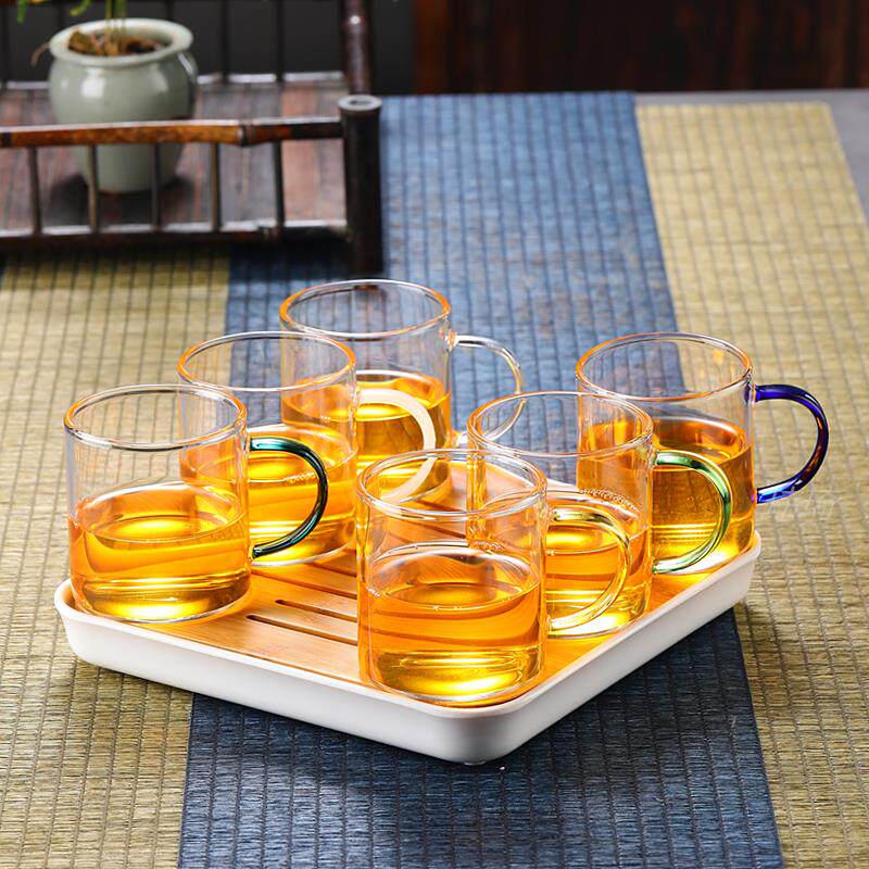玻璃小茶杯带把品杯透明品茗杯子耐热杯功夫茶具套装加厚小品茗杯