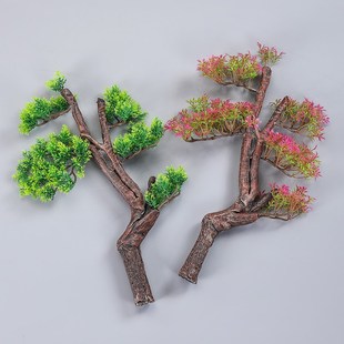刺身摆盘装饰松树干树枝花草酒店菜品盘式摆件海鲜姿造刺身装饰品