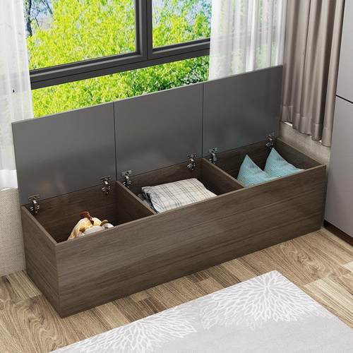 实木简约阳台飘窗柜子收纳柜可坐飘窗收纳窗台榻榻米矮柜地柜定制