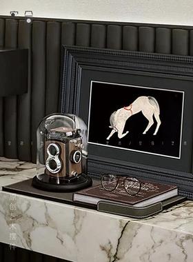 空合 现代覆古相机装饰托盘组合 样板间书房床头柜摄影主题摆件