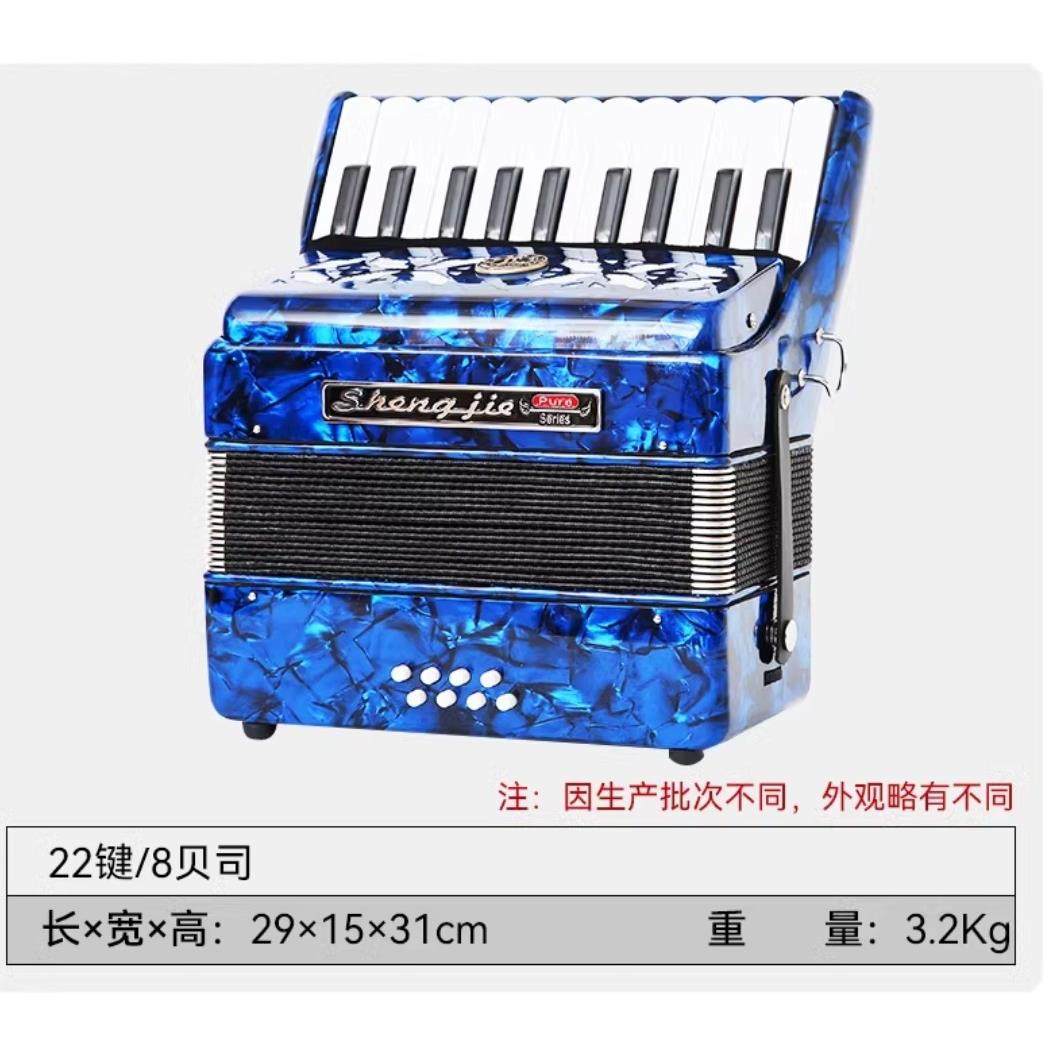 圣杰牌厂家直销8贝斯22键初学手风琴8贝斯儿童初学用琴送抱婴袋选