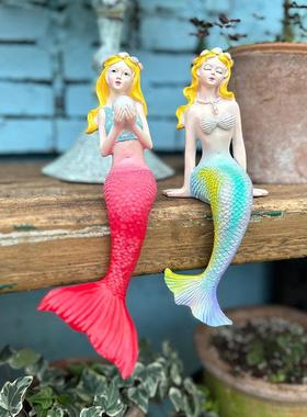 户外美人鱼树脂摆饰花园花盆台面装饰布置鱼池鱼缸庭院微景观造景