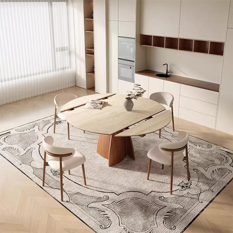 德丰钙华板岩实木小户型家用折叠式餐桌折叠式餐桌折叠式餐桌可变