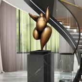 云朵抽象风韵胖妞人物雕塑摆件家居客厅玄关创意人形艺术软装 饰品