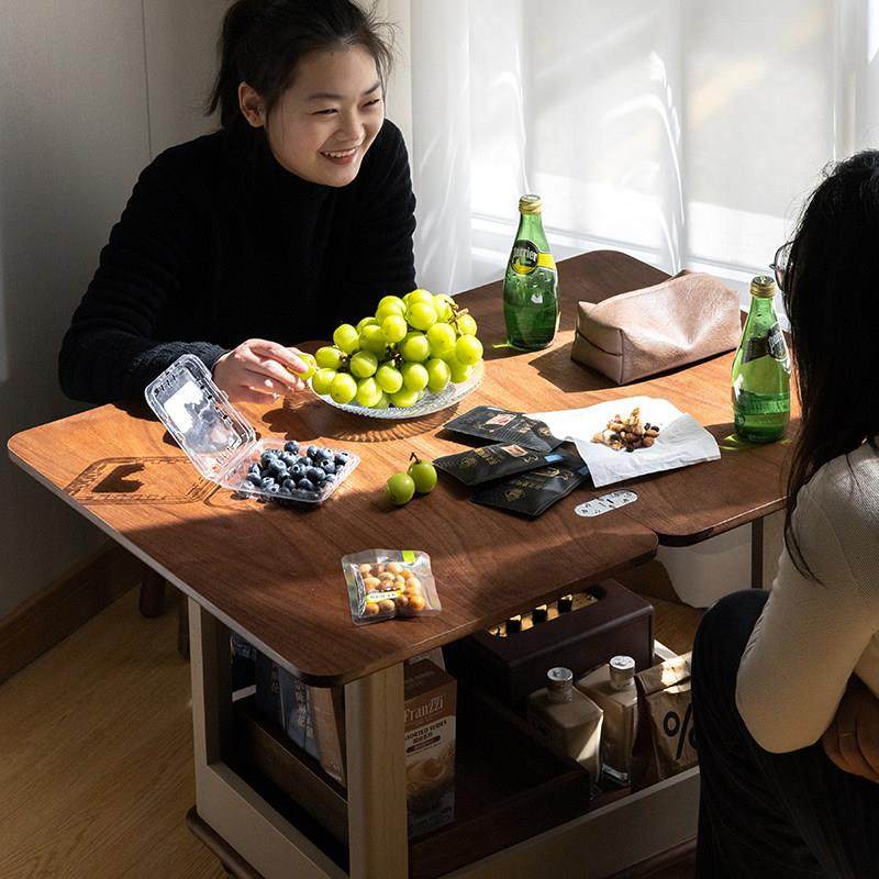 拾影木筑 黑胡桃木移动茶几小推车客厅多功能可折叠桌面沙发边几,住宅家具,家用茶台/茶桌,淘宝优惠券,粉丝福利购,淘宝优惠卷