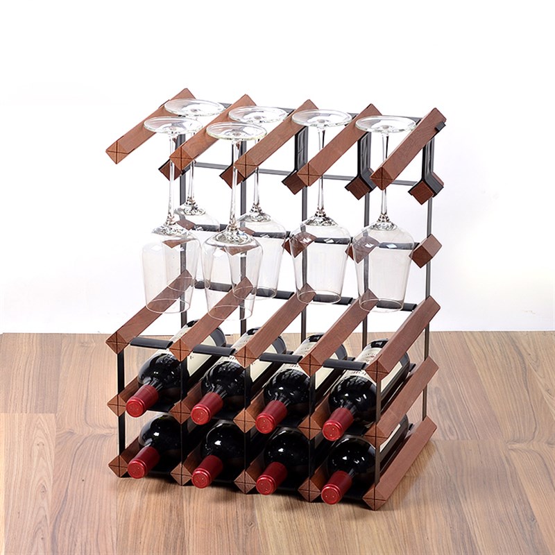 红酒杯架倒挂家用酒架摆件现代简约客厅实木葡萄酒展示架创意格子