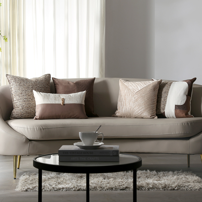 轻奢咖色抱枕靠垫套客厅沙x发主卧床装饰酒店民宿样板间软装