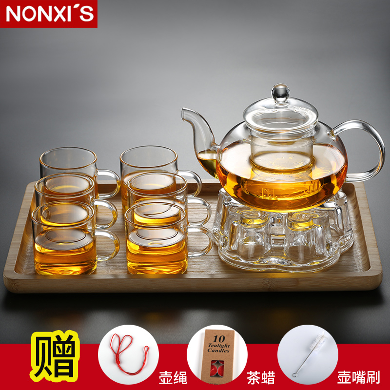 玻璃茶壶耐高温玻璃整套茶具可加热温茶功夫水果花草茶壶家用套装