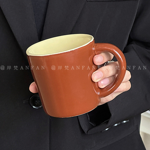 复古马克杯小众陶瓷水杯办公室咖啡杯家用杯子早餐杯牛奶杯 岸梵