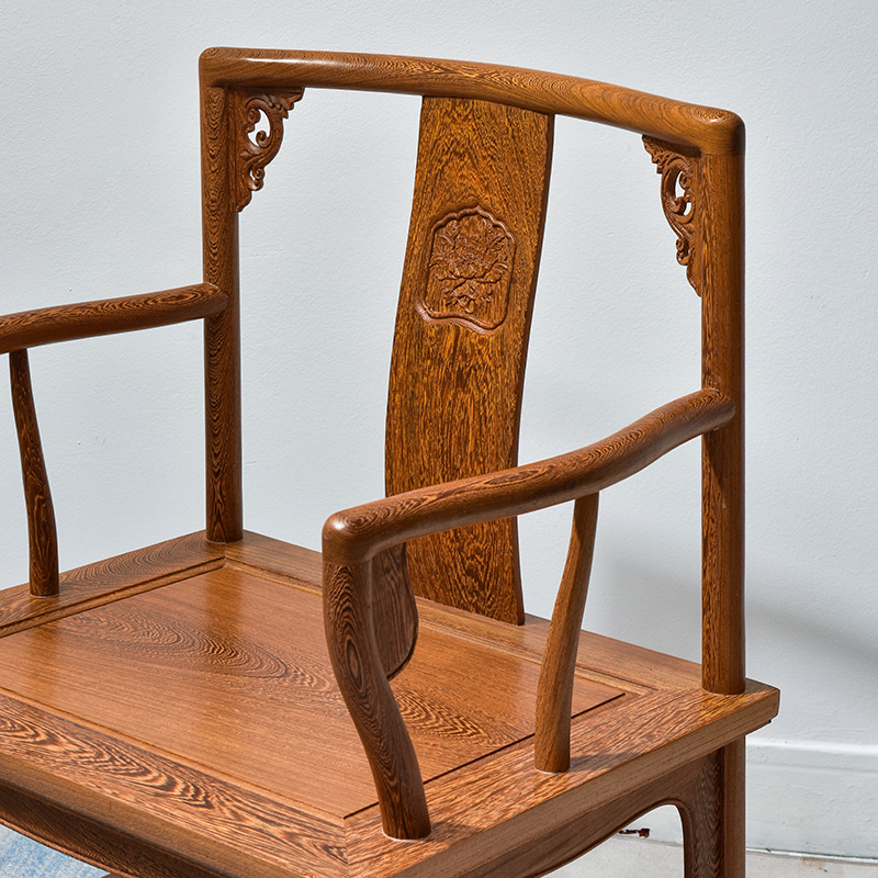 红木家具鸡翅木南宫椅实木仿古扶手靠背椅围椅客厅会客椅泡茶椅子