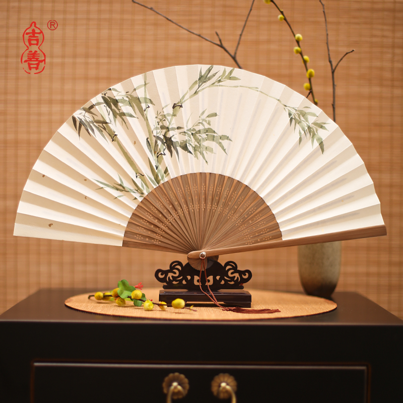 吉善扇子6寸日式手绘纸r扇空白女式纸折扇礼品书画折扇竹扇工艺扇