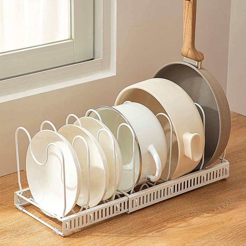 可调节锅具收f纳架厨房伸缩麦mr置物架橱柜内台面碗碟架家用锅盖