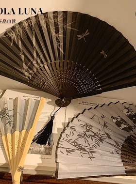 MOLA.Pacify.扇子新中式古风轻奢熊猫折叠N扇子中国风折扇  靖泽