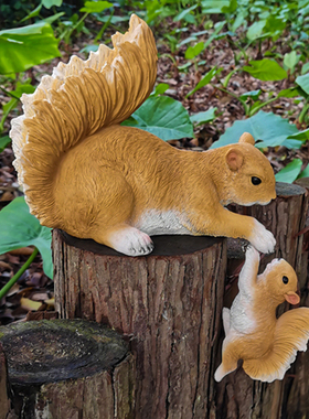 创意动物饰品可爱的松鼠妈妈和孩子花园庭院装饰窗台盆景幼儿园景